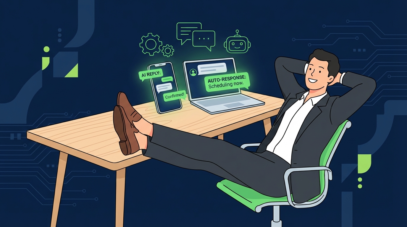 Business owner relaxed while EZContact handles customers